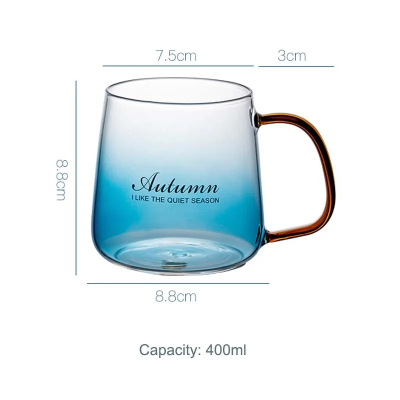 Creative Lemon Cups Bottomed Glass Nordic Style Household Large Blue Cups & Saucers High Borosilicate Glass