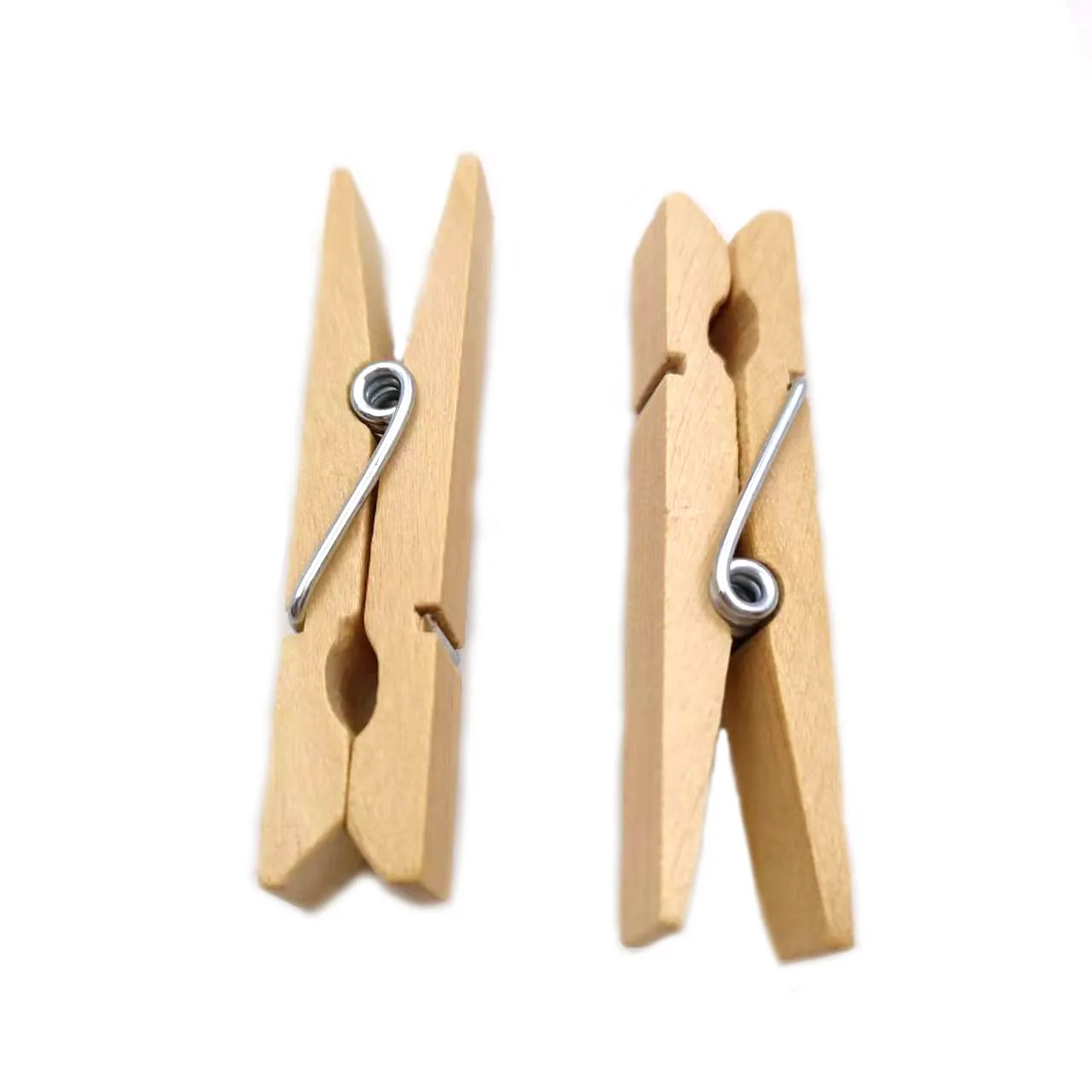 50pcs Fashional Wholesale 2.4in Natural Wood Clips Big Birch Wooden Clothes Clips