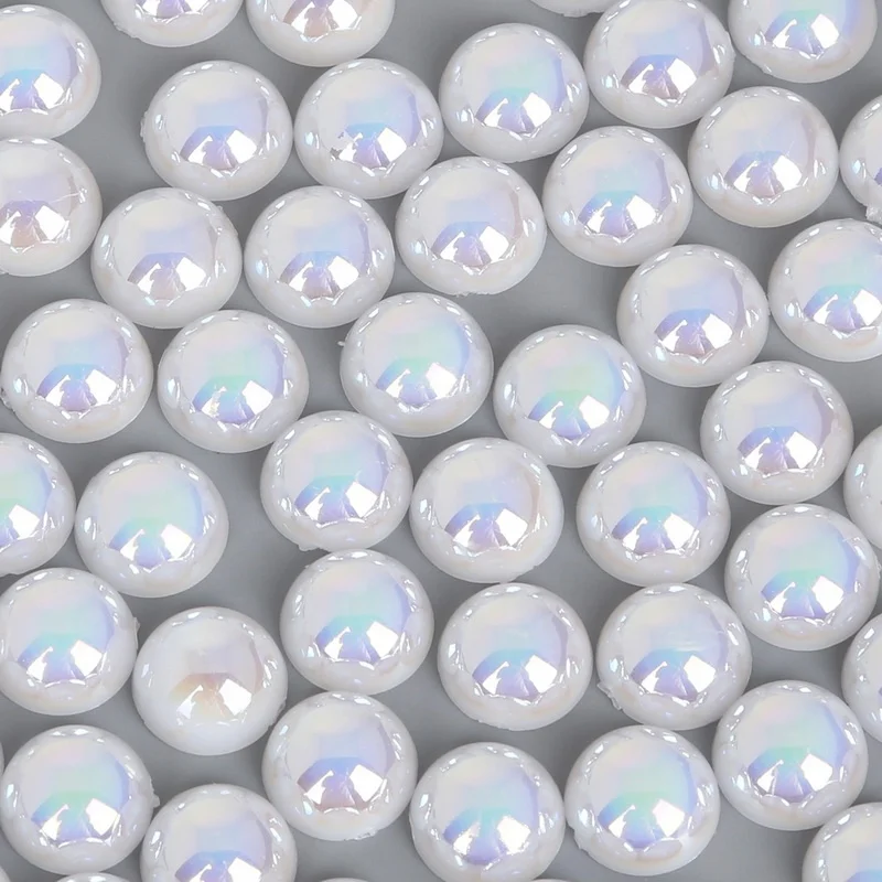 Wholesale ABS Craft Pearl AB Color 1.5-16mm high quality flatback pearls Half Round bead loose pearls For DIY Pure handicraft