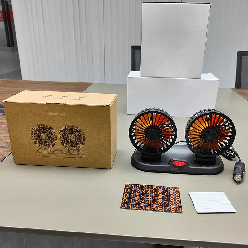 F410 cheap price powerful wind 24V double head electric caravan fan, vehicle fan 12 volt, car fan 12 volt