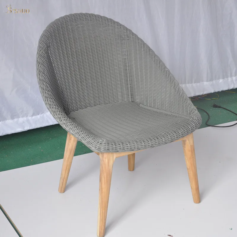 Nordic уличный стол и стул из массива дерева комбинированный внутренний двор балкон сад вилла тикового индонезийский Тиковый круглый