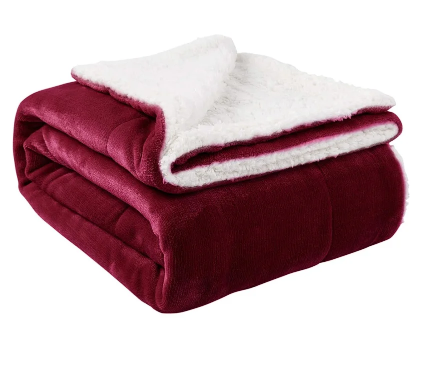 Sherpa Fleece Bed Blankets Queen Size - Brown Thick Fuzzy Warm Soft Large Queen Blanket for Bed, 90x90 Inches