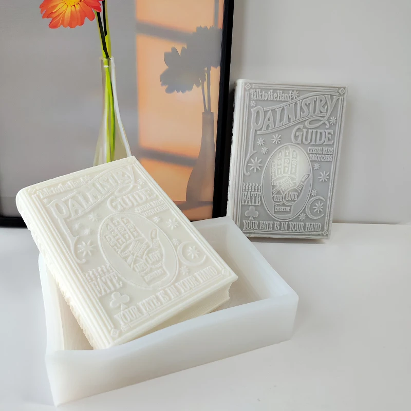 J1236 New Handmade Decoration Gift Candle Making 3D large palmistry guide book mould customize Booklet  Silicone Candle Mold