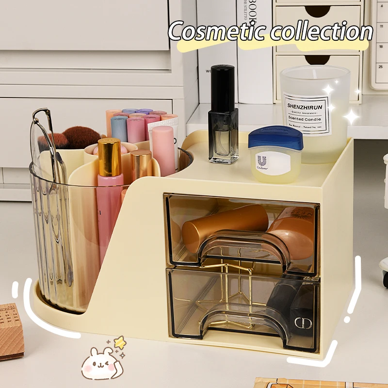 Rotating pen holder large capacity multifunctional office desktop drawer children student storage and organization box