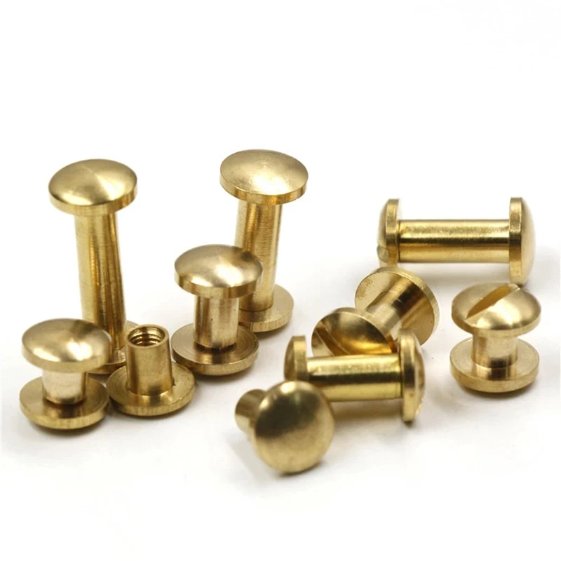 Solid Brass Binding Chicago Screws Nail Stud Rivets For Photo Album Leather Craft Studs Belt Wallet Fasteners 8mm/10mm Head
