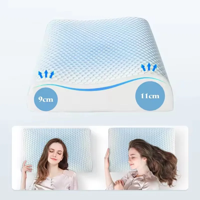 Good Quality Durable Food Grade 3D Wave Shaped Foam Breath Pillow Cool Gel Washable TPE Sleeping Pillow