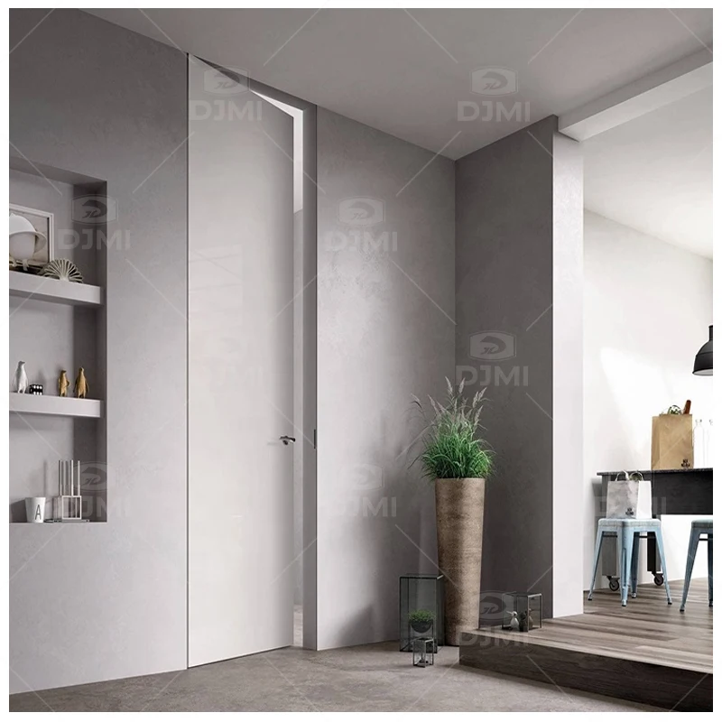 High quality hidden invisible modern solid core wooden interior white casement flush door solid wood made