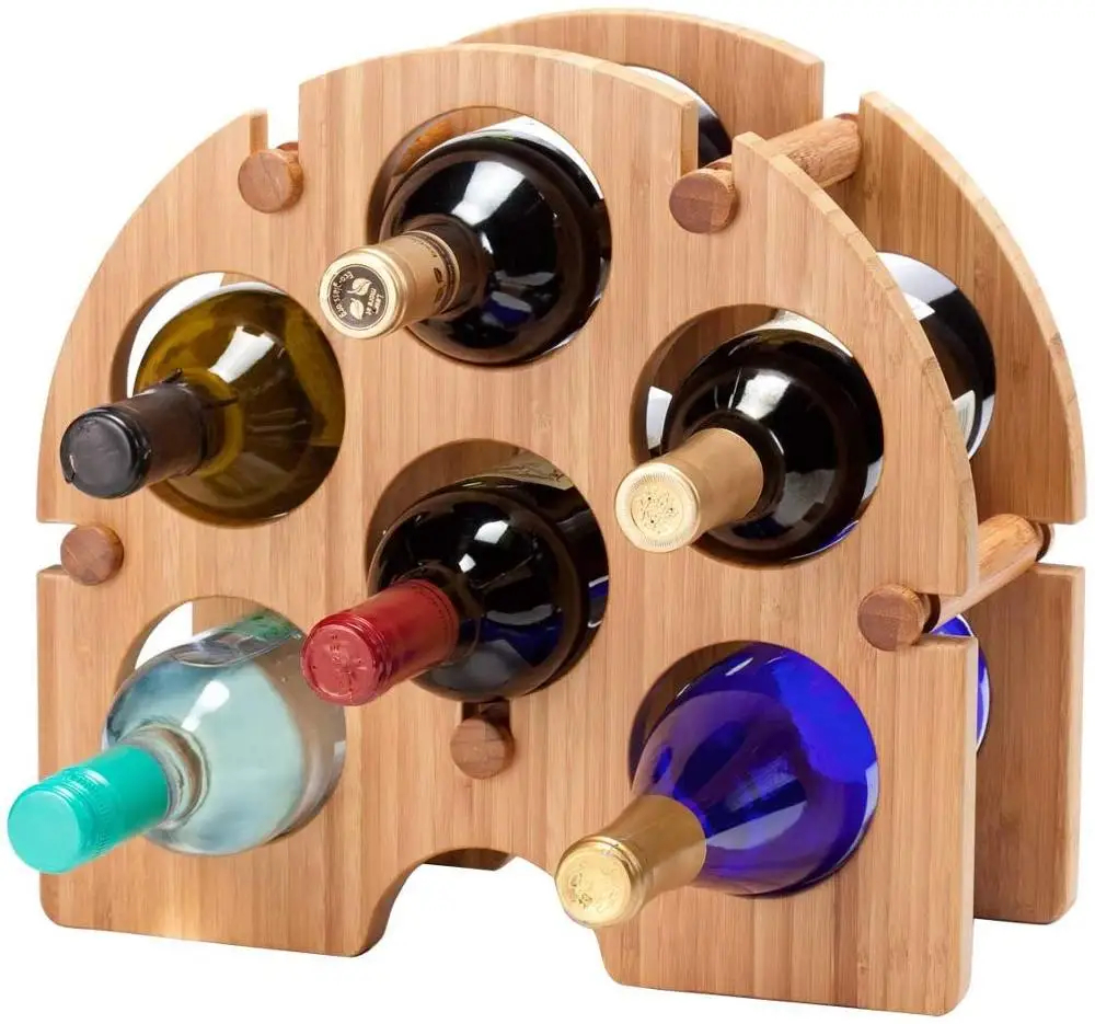 Современный и стильный индивидуальный дизайн с 12 отверстиями шесть-бутылка натуральная бамбуковая Винная стойка