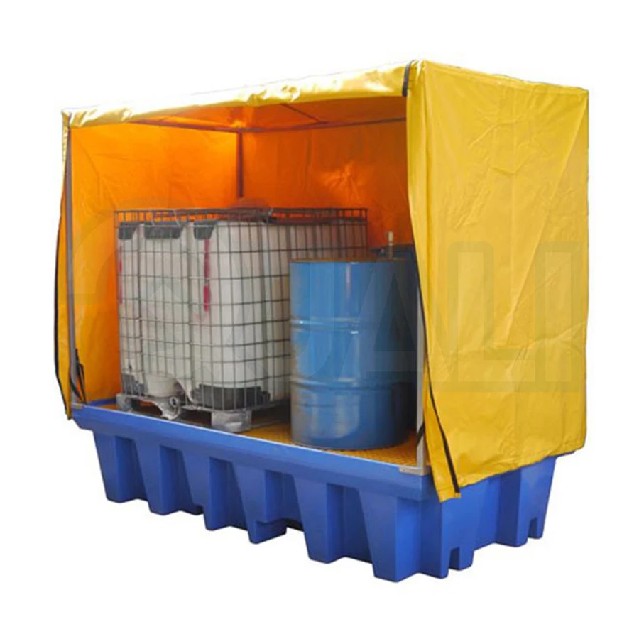 Quali Warehouse Storage Double IBC Spill Containment Pallet Forklift Two IBC Plastic Spill Pallet For Liquid Storage