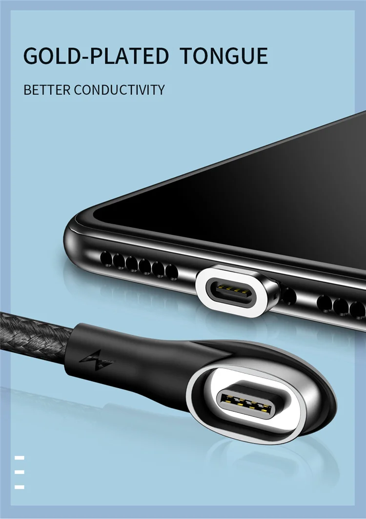charging cable 3 in 1 cable 90 Degree Elbow Magnetic Charger / Data Cable  interface is changeable for game device