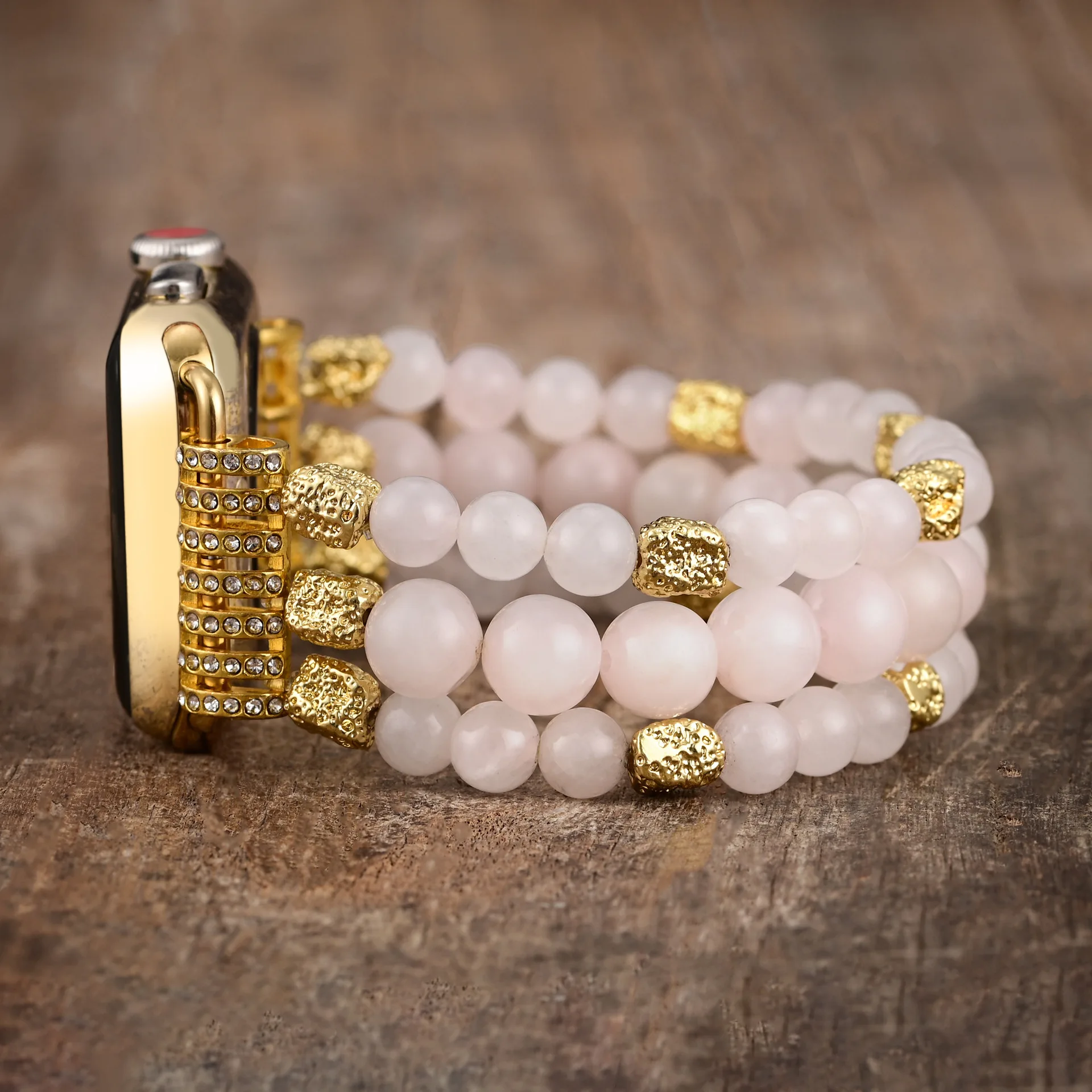 Natural Stone Rose Quartz Agate Turquoise Stretch Strap Appele Watch Band for Iwatch 38/42mm 40/44mm 41/45mm