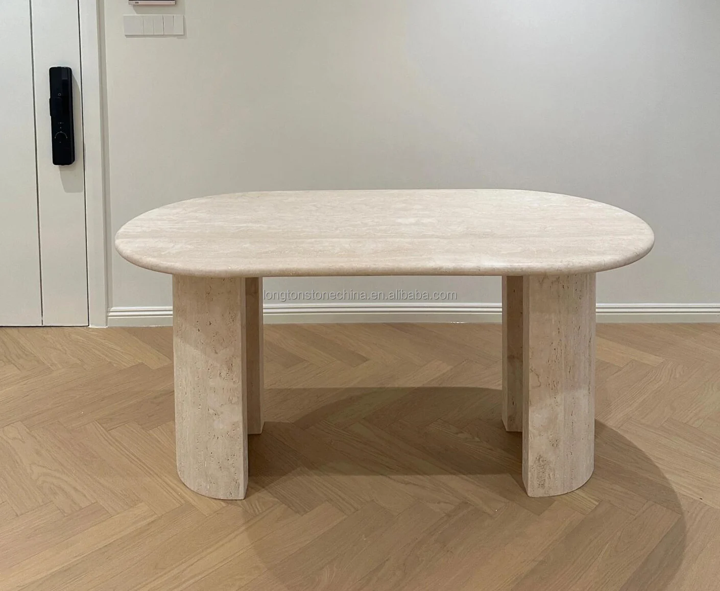 Natural Roma Travertine Dining Table Modern Home Decoration Marble Dining Room Furniture Oval Travertino Dining Table Design