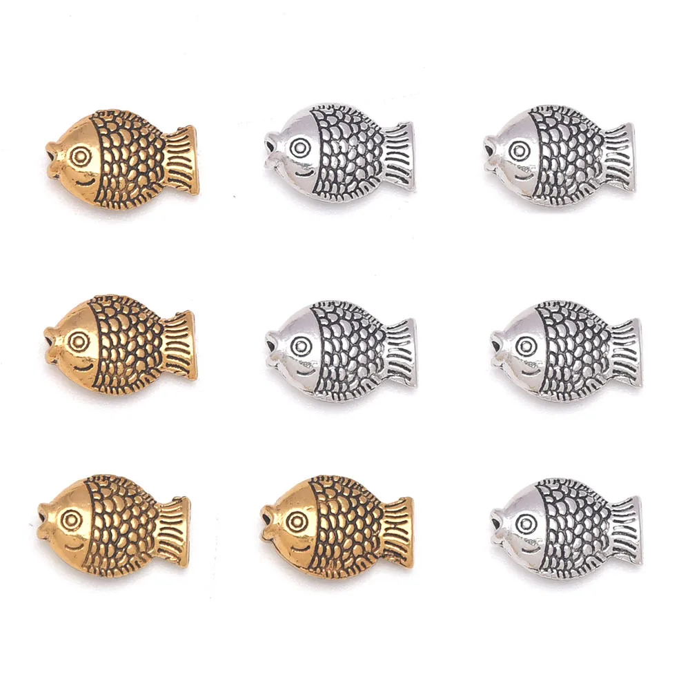 Wholesale DIY 9*12mm Fish Spacer Bead Tibetan Silver Alloy With Hole Bead For Fashion Jewelry 2023 Wholesale Women Accessories