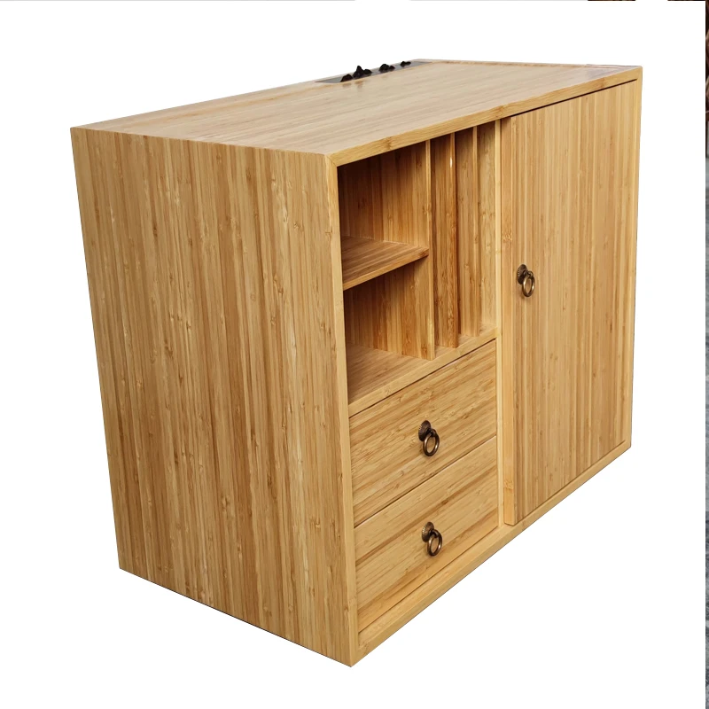2021 Living room simple and creative natural wood tea cabinet Chinese style Tea side cabinet