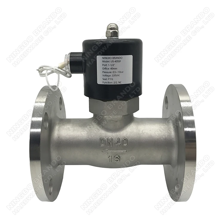 Flange Connection Hot Water Steam Stainless Steel 304 Solenoid Valve 3/8' 1/2' 3/4' 1' 1-1/4' 1-1/2' 2' 12V 24V 110V 220V