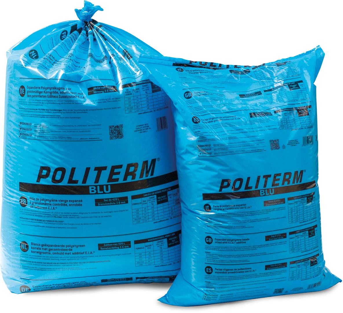 Politerm Blu, Суперлегкий раствор для приготовления специального агрегата, 3-5 мм, Размер бусин, покрытый EPS