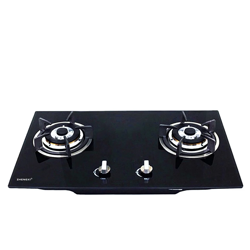 Кухонная газовая плита с 2 горелками и закаленным стеклом