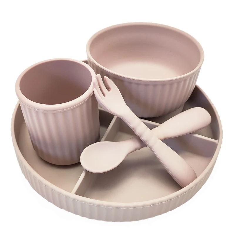 Baby Feeding Set Silicone Customised Reusable Toddler Silicon Bib Baby Food Bowl With Spoon Bpa Free