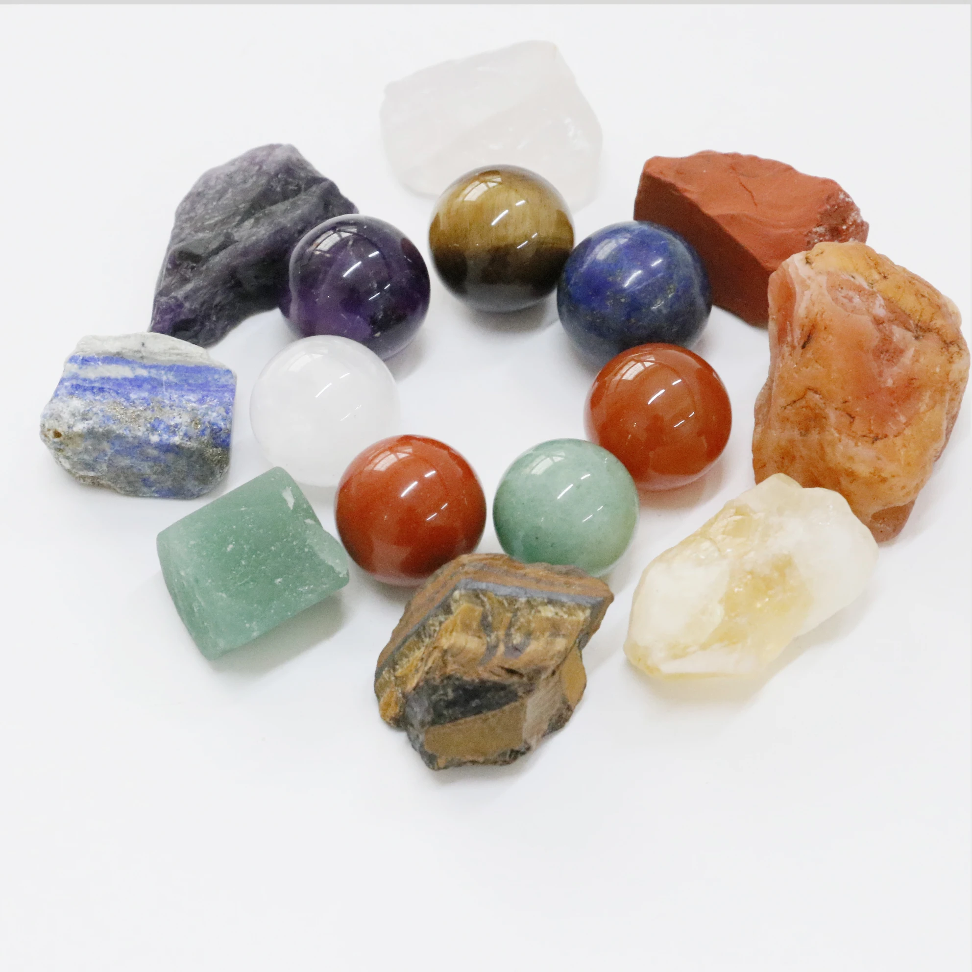 Wholesale natural high-grade crystal seven chakras set gift box