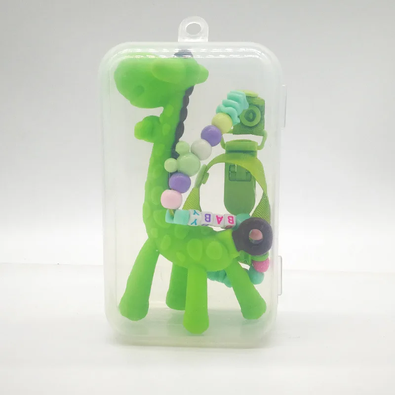 New Natural Safety food grade BPA free Baby Cute giraffe Animal Ring Rattle Teethers Wooden Teething Crochet Baby Teether