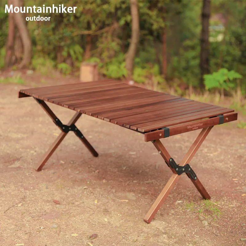
2021Factory custom black walnut wood outdoor chair camping folding portable table 