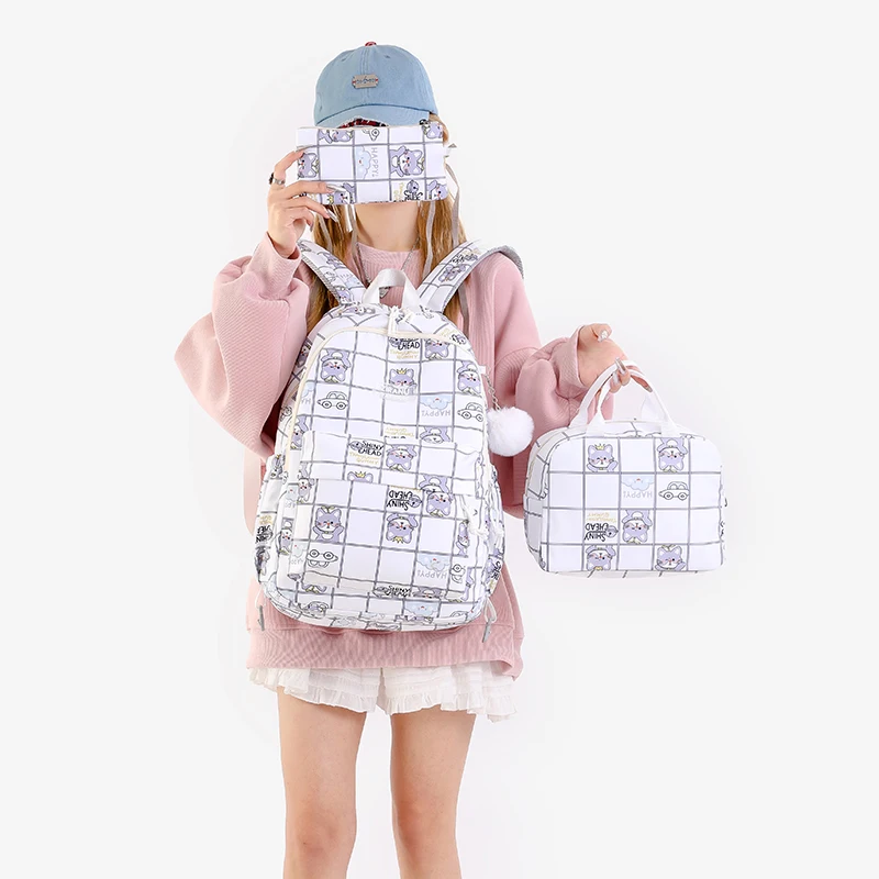 2024 fashion mochilas escolares cute printing Girls kids school bags 3pcs set with lunch bag middle students children backpacks
