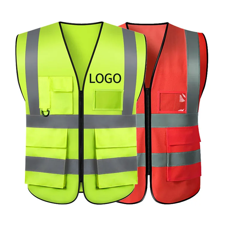 High Visibility  Breathable Shine Bright Safety Vest  with Reflective Straps and Pockets for Airport  Work and Traffic Security