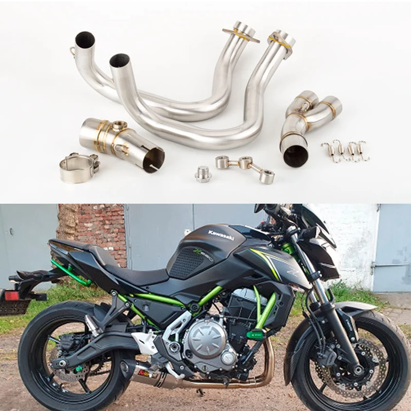 ER6N Motorcycle Exhaust Escape Moto Stainless Steel Front Middle Link Pipe Muffler headers 51MM For Kawasaki ER6N ER6F Z650