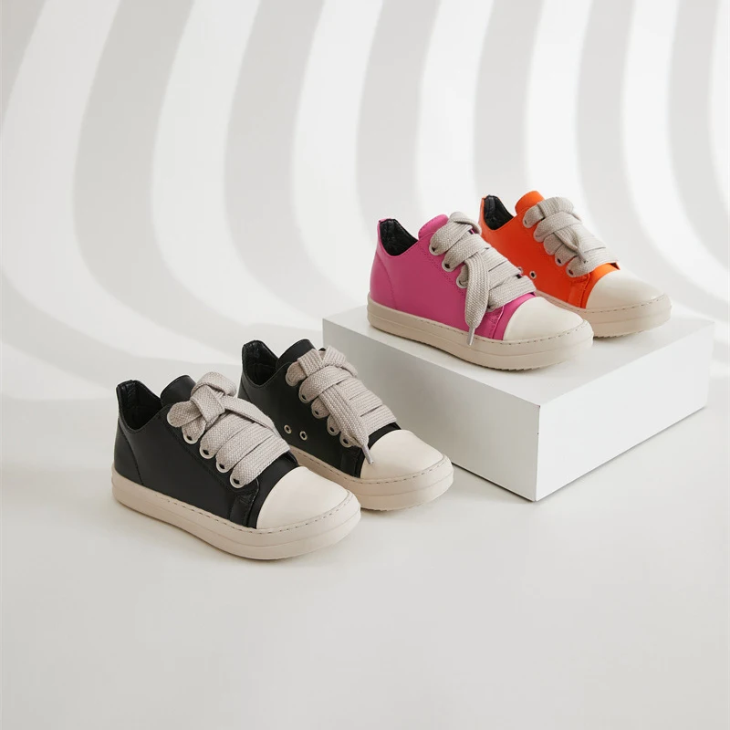 Fashion Sneakers Vegan Leather Low Top Thick Lace Walking Shoes Pink Sneaker Women Sneakers Casual Shoes for Ladies