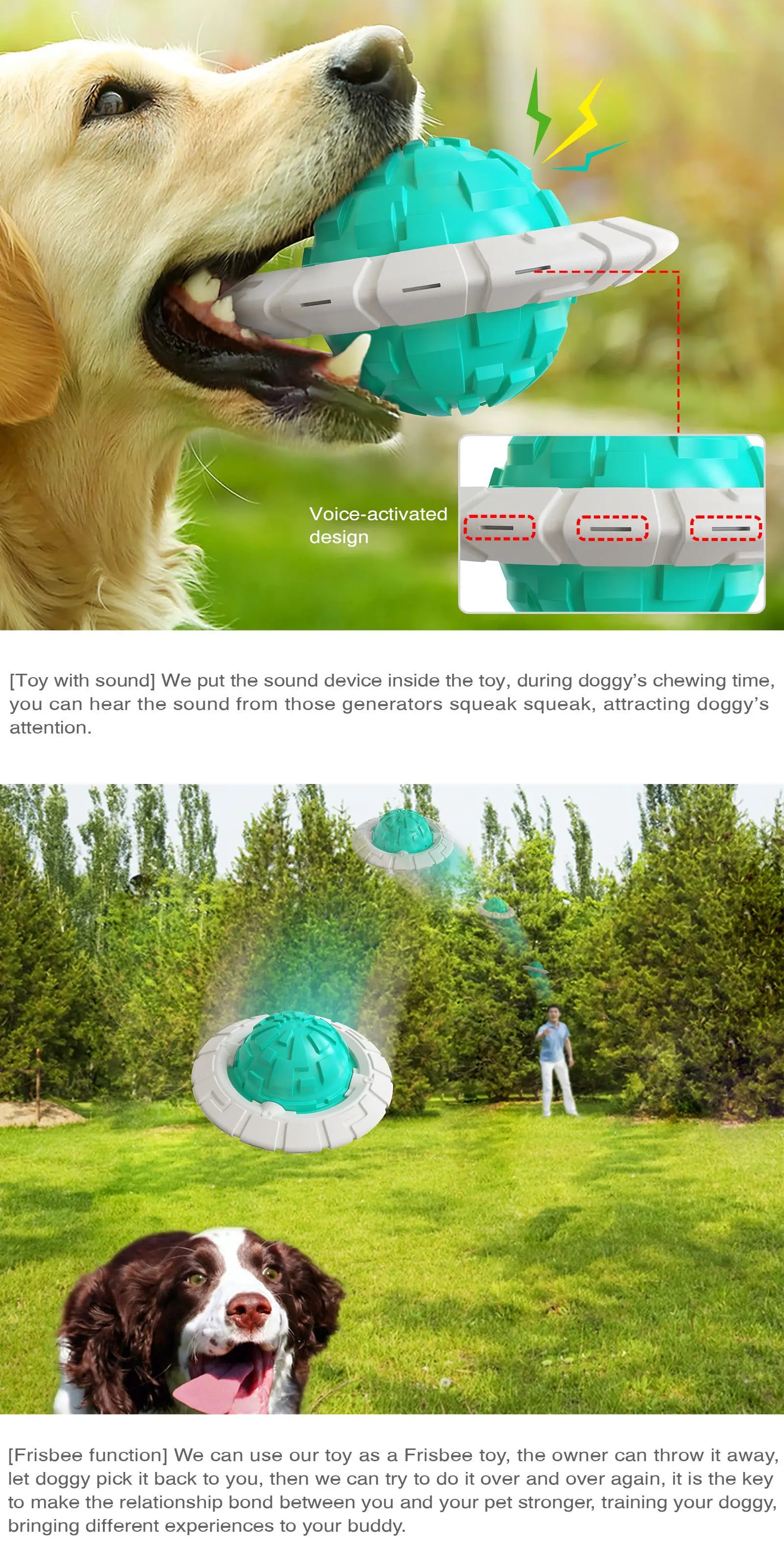 New design UFO interactive training rubber flying disk play toy squeaky pet dog chew toys with sound