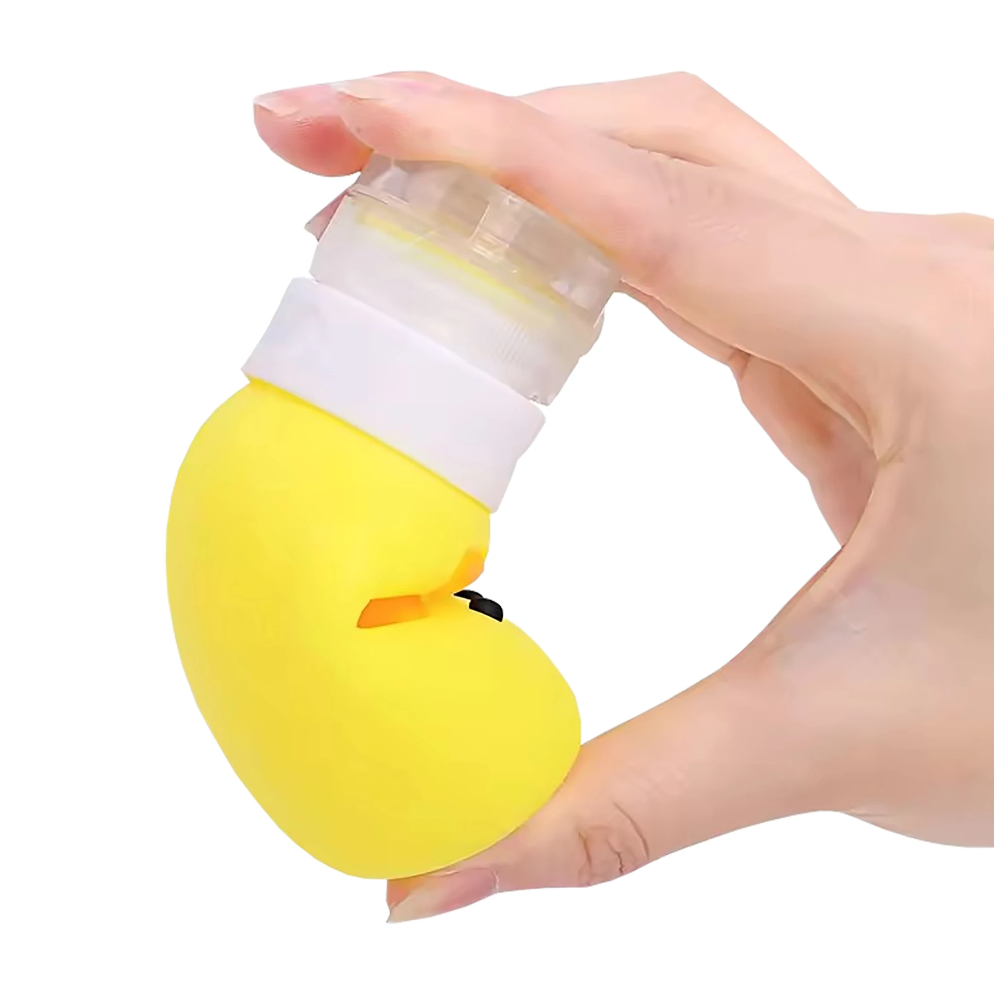 Animal Yellow Duck Shape Pump Bottle Container Shower Gel Bottles with Pump for cosmetic packaging