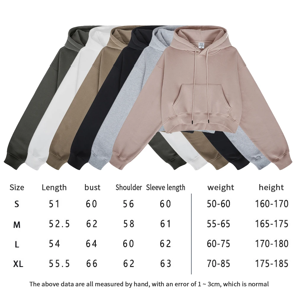 Custom Drop Shoulder Hoodies 345Gsm Cotton Fleece Cropped Top Hoodies For Women