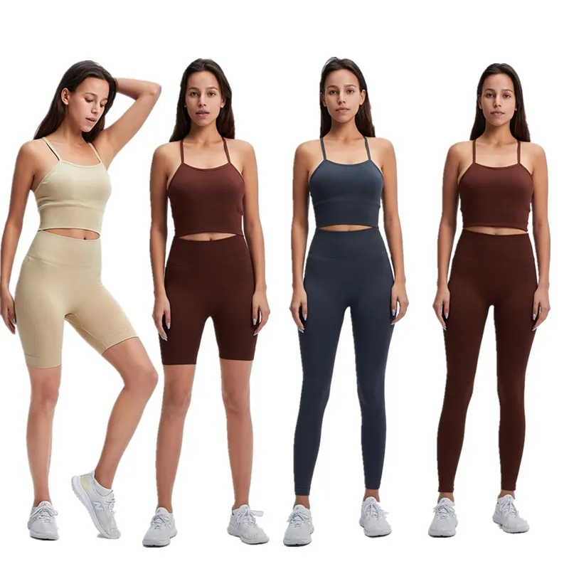 
2/3Pcs Sports Athletic High Waist Seamless Leggings Outfit Workout Sportswear Gyms Women Tracksuit Crop Top Sports Bra Yoga Set 