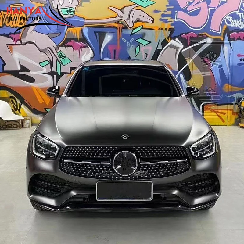 Newest 1.52x18m Bubble Free Car Body Wrapping Matte Vinyl Ceramic Black For Metallic Car Wrap Vinyl