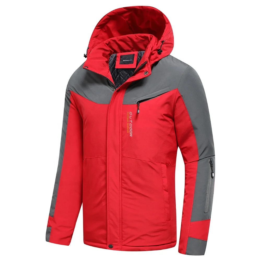 Custom Logo Bubble Parka Jacket waterproof Winter Windbreaker Hood Coat ski Outdoor Men Jacket with Zipper