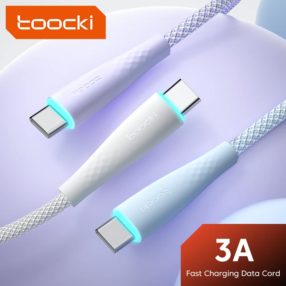 Toocki USB A to Type C Quick Charging Cable White Color Pure Copper Type C Cable Fast Charging