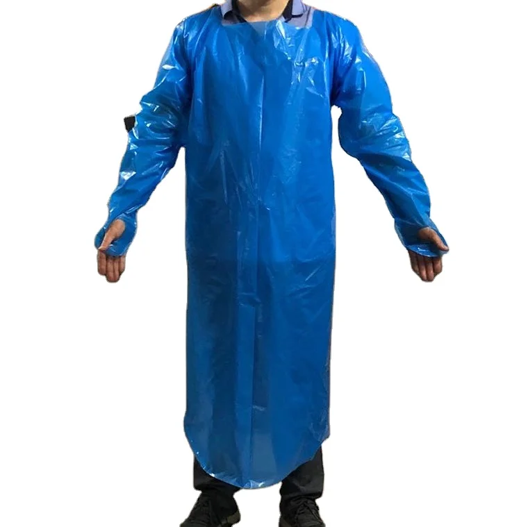 Disposable  Polyurethane PE/CPE  Blue plastic long sleeves  apron