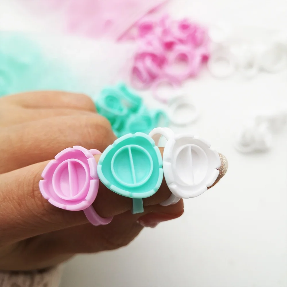 Meecil Wholesale Cheap Plastic Glue Ring Various Size and Styles Lash Glue Ring Custom Package Glue Ring for Eyelash Extension