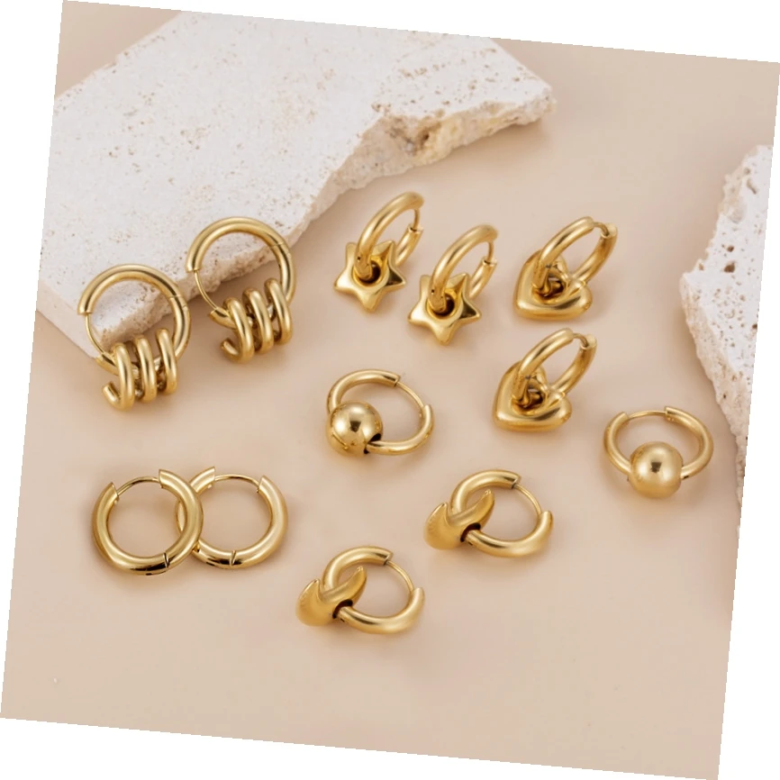 Gold Silver Color Alloy Drop Earrings For Women Exaggeration Earrings Wedding Simple Twisted Spiral Stainless Steel Stud Earring