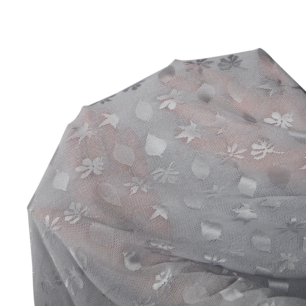 Поставщик на заказ белая 100% полиэфирная причудливая Цветочная сетчатая ткань с вышивкой