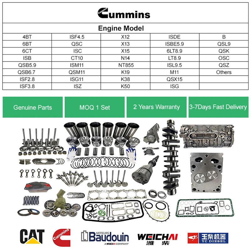 C QSC ISC CT10 ISM11 ISG11 X12 X13 X15 N14 NT855 K19 K38 K50 ISZ запасные части для двигателя комплект капитального ремонта Cummins