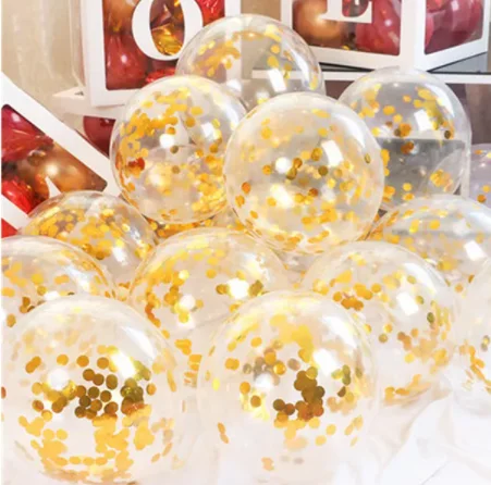 12 inch latex balloon Wedding decoration birthday party decoration paper sequin balloon stuff golden bubble confetti balloon