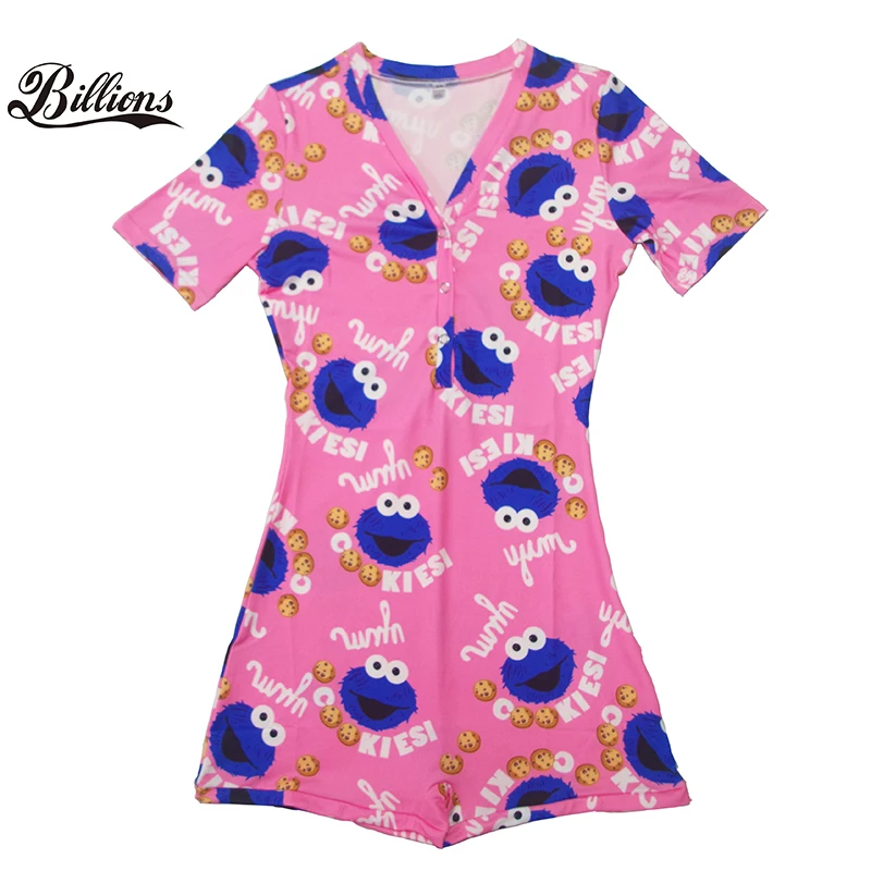 
Wholesale Hot Selling Short Sleeves Plus Sizes Yellow Gushers Women Onesie Pajamas Nightwear Adult 