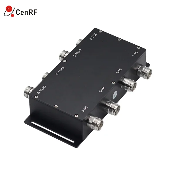 698-3800MHz 4G 5G N/4.3-10/DIN Connector 200W 4 in 4 out Triplexer Hybrid Combiner 4x4 Low PIM Hybrid Coupler