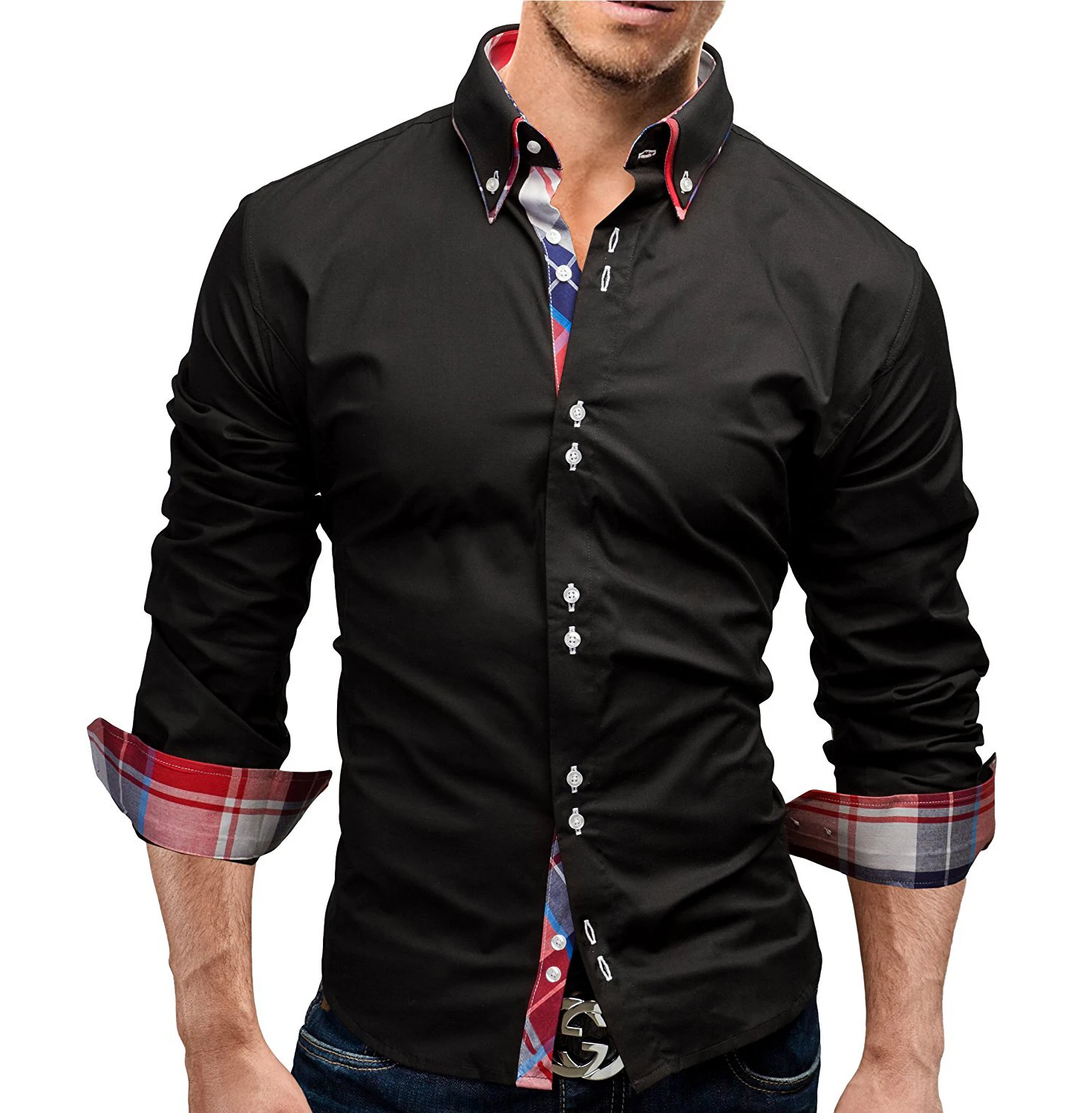 Wholesale Long Sleeve Button Up Custom Mens Shirts Fashion Casual Turn-down Collar Shirt