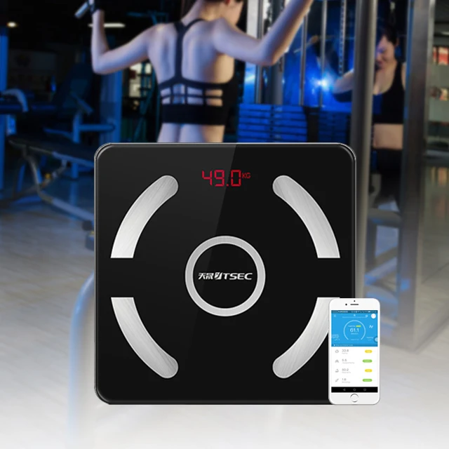 
6MM Tempered glass USB Charging Battery 180Kg 400Lb Bathroom Body Scale With LED Display Smart Body Fat Scale 