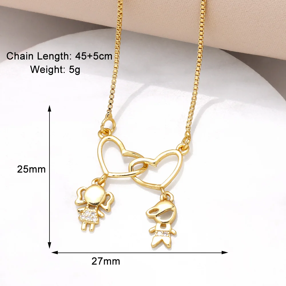 Love girl boy pendant necklace gold-plated zircon clavicle chain ladies simple accessories