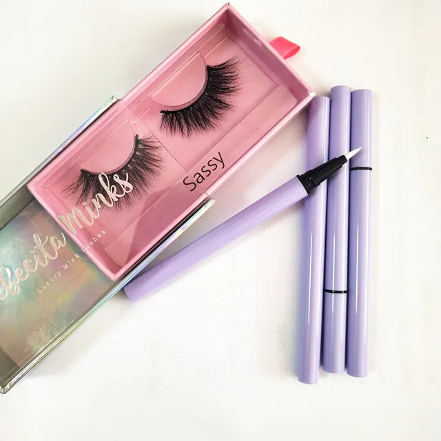 2021 новый дизайн самоклеящаяся подводка для глаз 3d норковые ресницы частная марка Волшебная клей