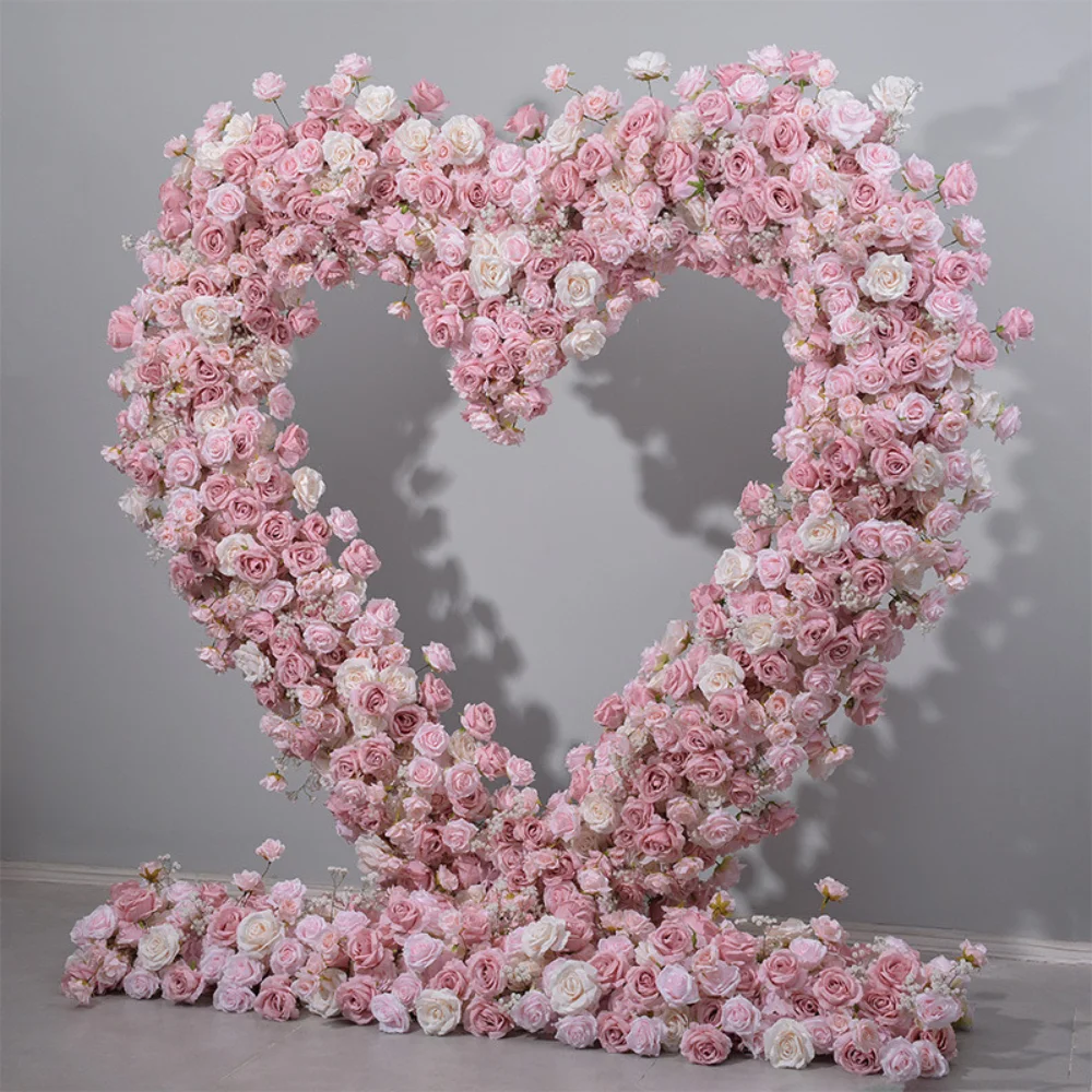 Pink Flower Arch 2*2M/2*2.4M Wedding Stage Background Decor for Home Party Wedding Decoration including Supporting Shelves