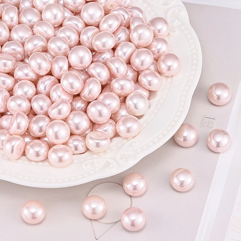 Wholesale Bulk Pink Pearl ABS Acrylic Plastic Beads Oblate & round Loose Beads Women DIY Jewelry Earring Pendant Making